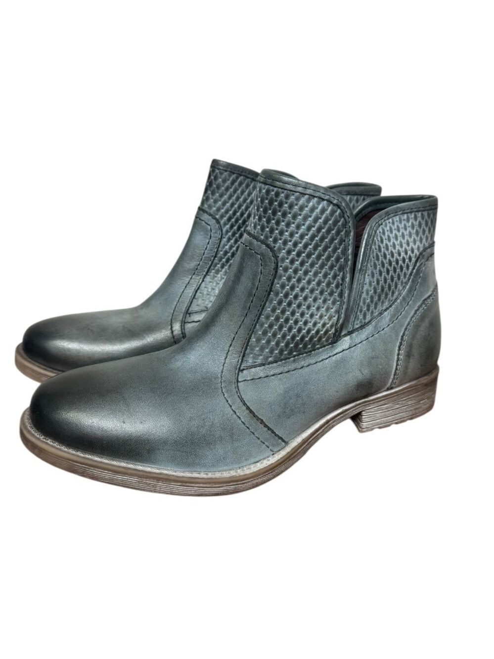 Roan by Bed Stu Grey Blue Leather Ankle Boots 8